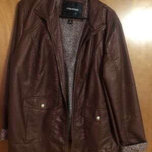 Brown Maurice’s faux leather jacket